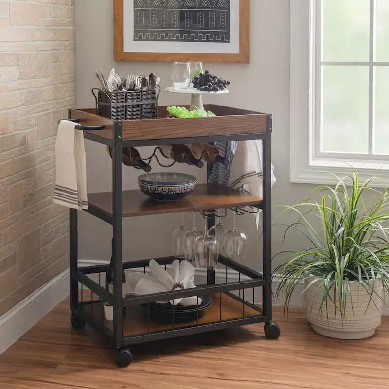 Wheeler Industrial Kitchen & Wine Cart