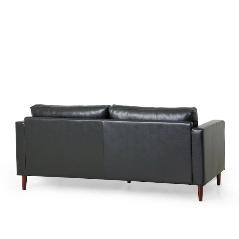 85" Modern PU Leather Sofa, Single Seat with 2 Pillows, 220 lbs Capacity & Wood Frame