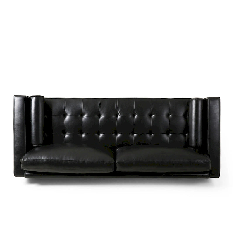 85" Modern PU Leather Sofa, Single Seat with 2 Pillows, 220 lbs Capacity & Wood Frame
