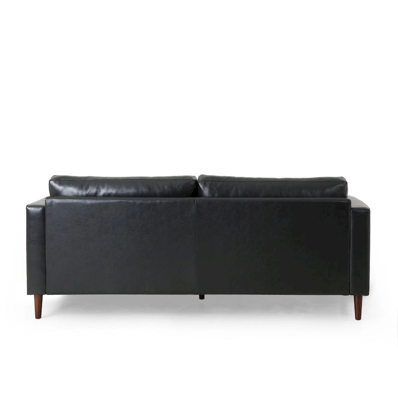 85" Modern PU Leather Sofa, Single Seat with 2 Pillows, 220 lbs Capacity & Wood Frame