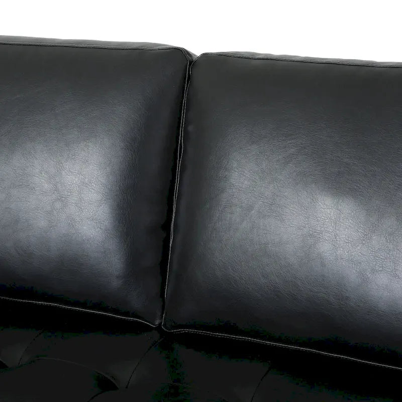 85" Modern PU Leather Sofa, Single Seat with 2 Pillows, 220 lbs Capacity & Wood Frame