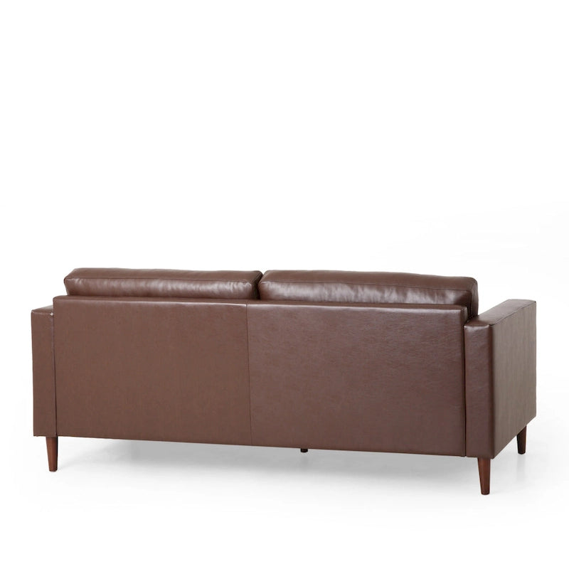 85" Modern PU Leather Sofa, Single Seat with 2 Pillows, 220 lbs Capacity & Wood Frame