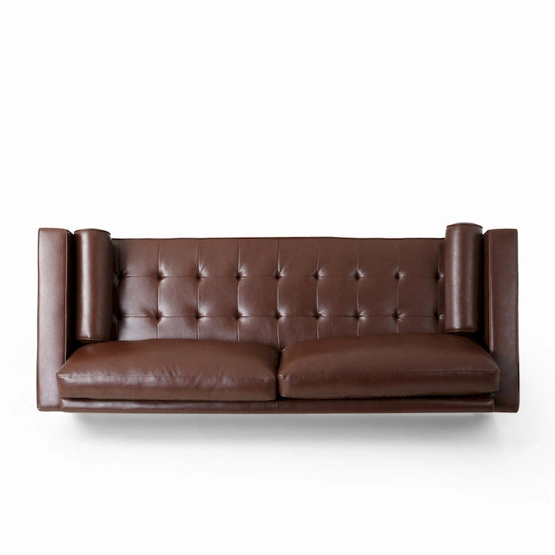 85" Modern PU Leather Sofa, Single Seat with 2 Pillows, 220 lbs Capacity & Wood Frame