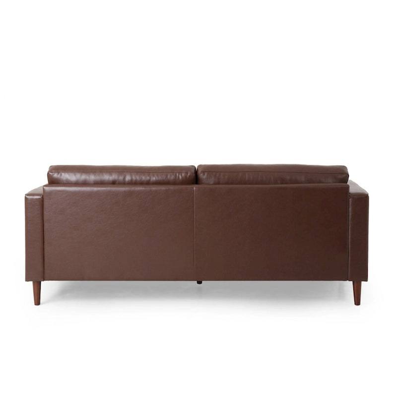 85" Modern PU Leather Sofa, Single Seat with 2 Pillows, 220 lbs Capacity & Wood Frame