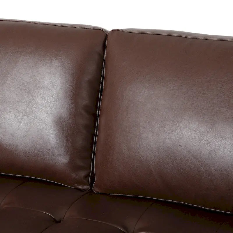 85" Modern PU Leather Sofa, Single Seat with 2 Pillows, 220 lbs Capacity & Wood Frame