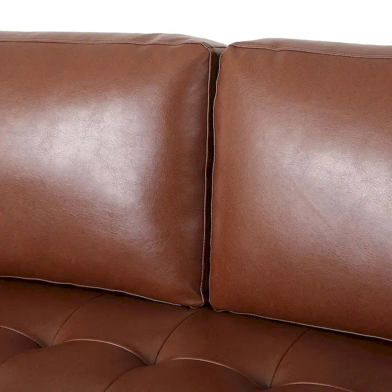 85" Modern PU Leather Sofa, Single Seat with 2 Pillows, 220 lbs Capacity & Wood Frame