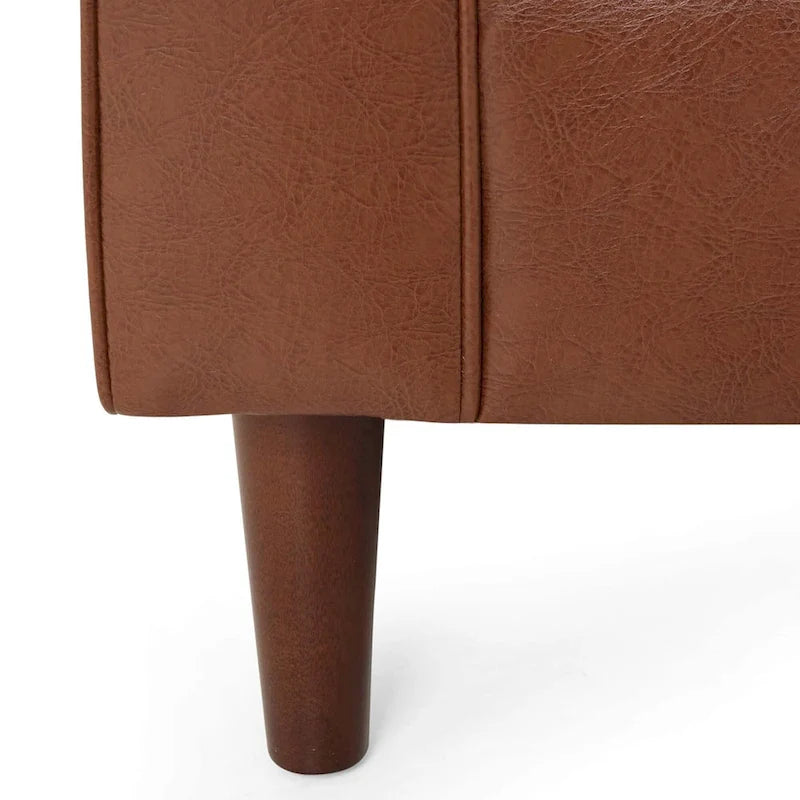 85" Modern PU Leather Sofa, Single Seat with 2 Pillows, 220 lbs Capacity & Wood Frame