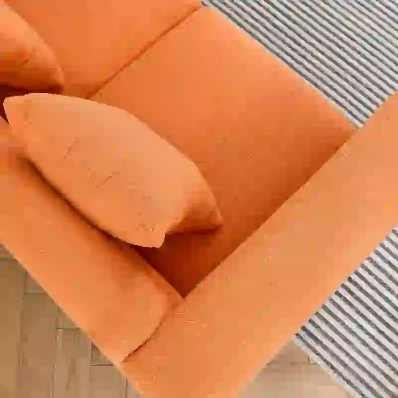 Modern Art Deco 3-Seater Sofa with Metallic Legs & Lumbar Pillows, 81" Wide