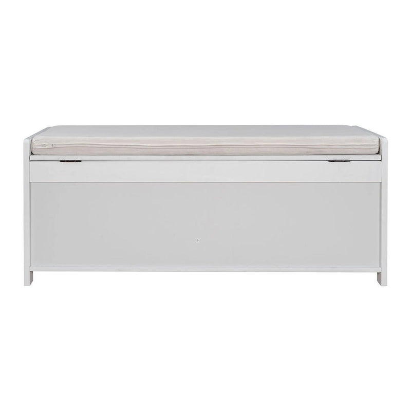 Farmhouse 3-Door Upholstered Shoe Bench with Removable Cushion and Hidden Storage Space