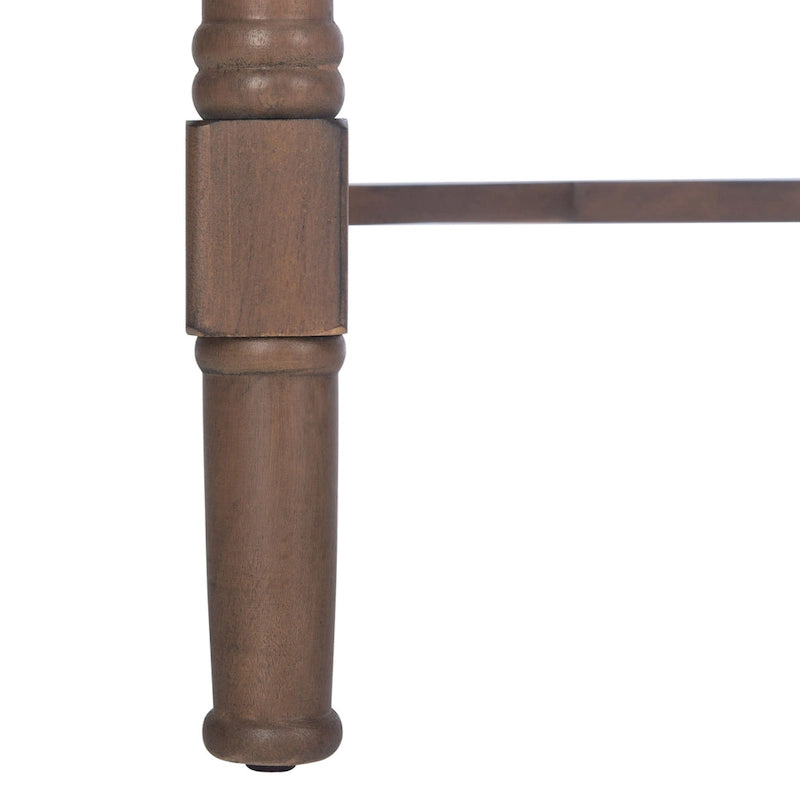 Traditional carved writing desk with 2 drawers and an open frame design, suitable for a home office.