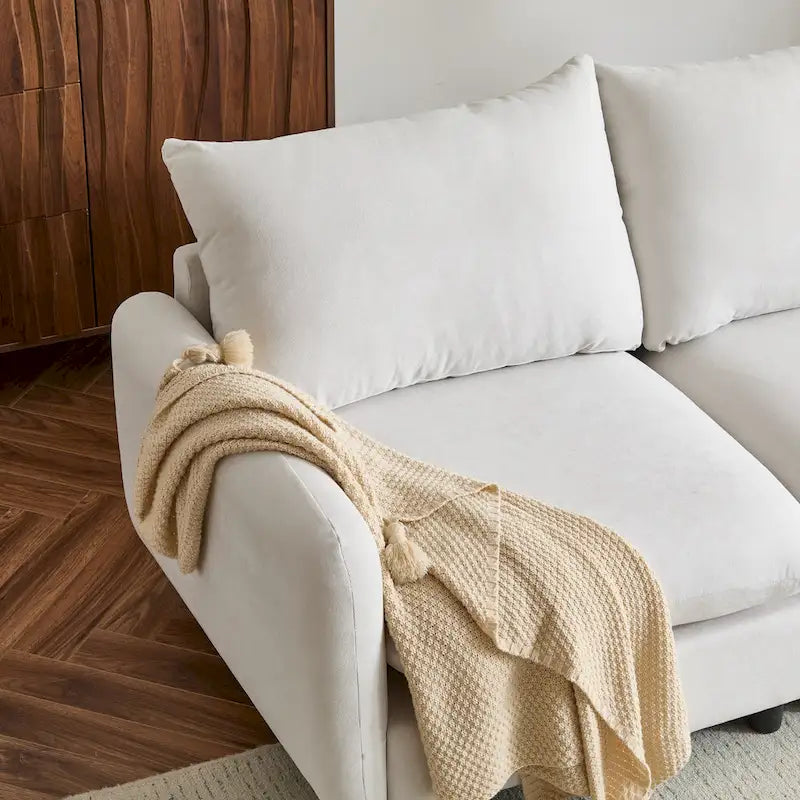 Modern Modular Sectional Sofa with Reversible Chaise & Ottoman, Upholstered Fabric & Solid Wood Frame, Easy Assembly