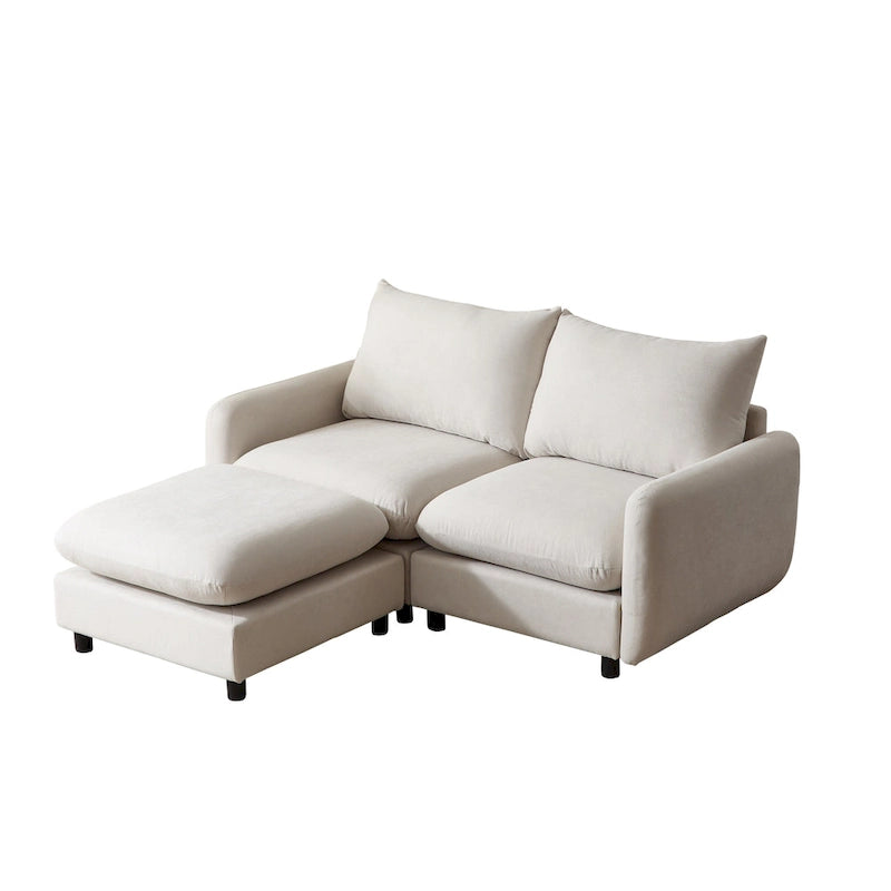Modern Modular Sectional Sofa with Reversible Chaise & Ottoman, Upholstered Fabric & Solid Wood Frame, Easy Assembly