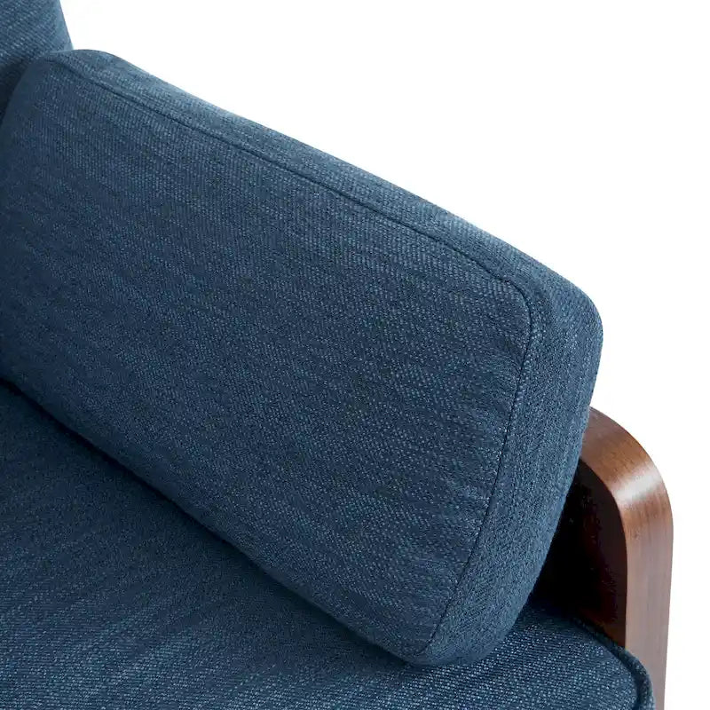 The sofa features a mid-century modern design, which is elegant and sophisticated.