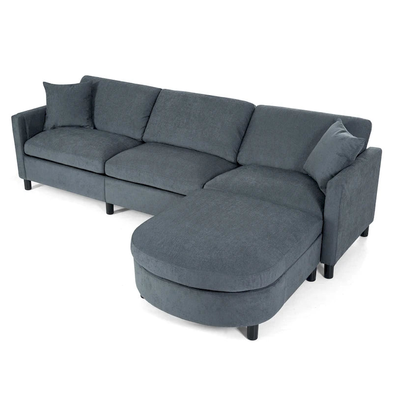 Flexible Modular Sofa Set, Includes Movable Ottomans & Storage Armrests, 880 lbs Total Capacity
