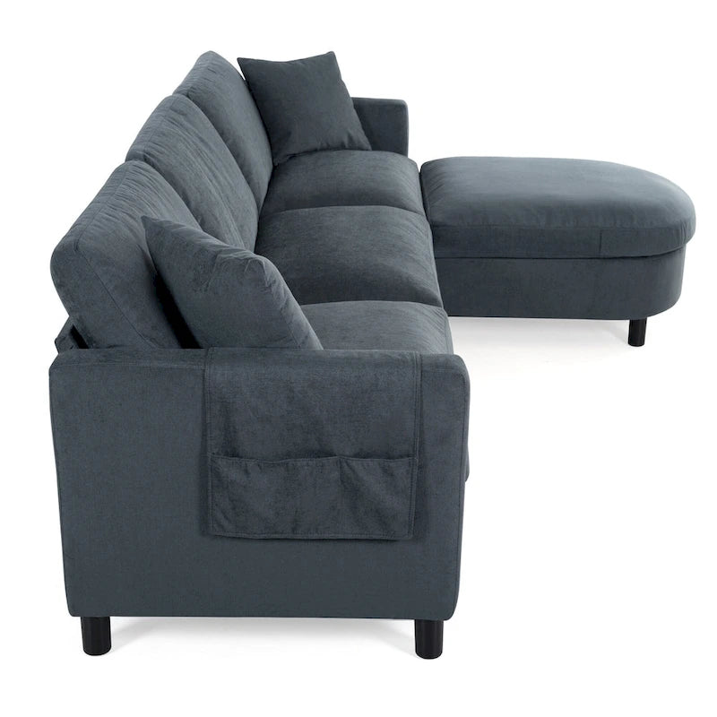 Flexible Modular Sofa Set, Includes Movable Ottomans & Storage Armrests, 880 lbs Total Capacity