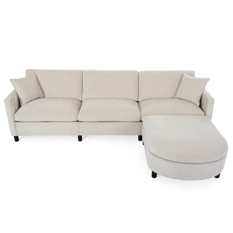 Flexible Modular Sofa Set, Includes Movable Ottomans & Storage Armrests, 880 lbs Total Capacity