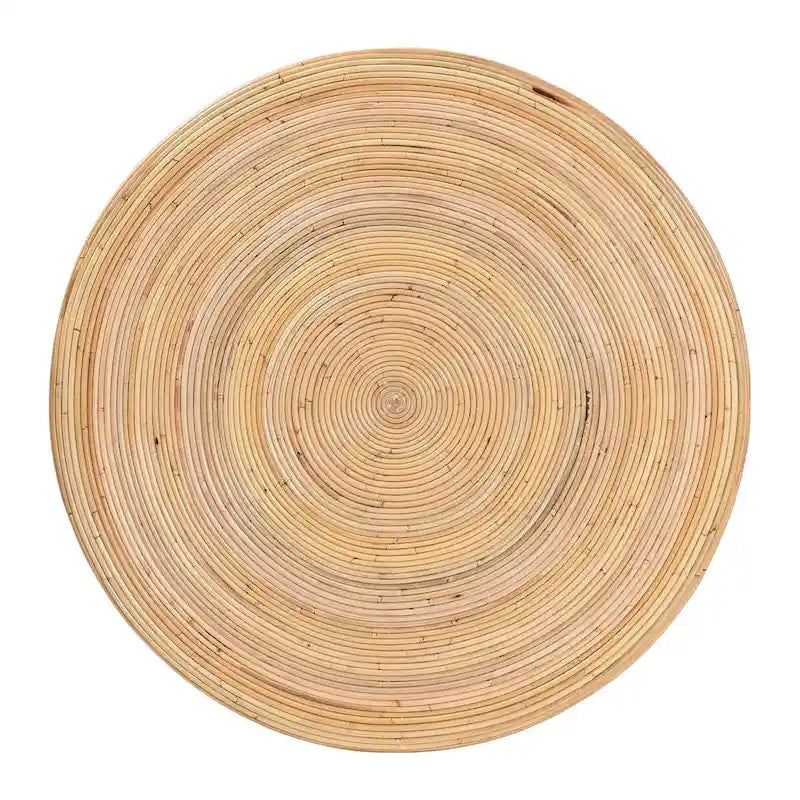 Tokyo Laminated Natural Rattan Coffee Table - Handcrafted Drum Table for Living Room, Coastal Boho Style Furniture