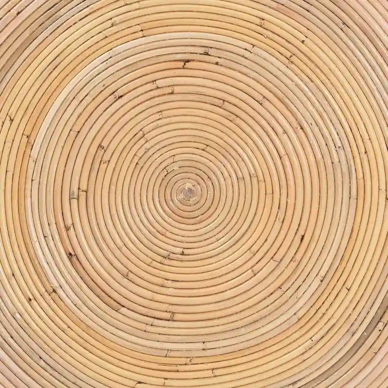 Tokyo Laminated Natural Rattan Coffee Table - Handcrafted Drum Table for Living Room, Coastal Boho Style Furniture