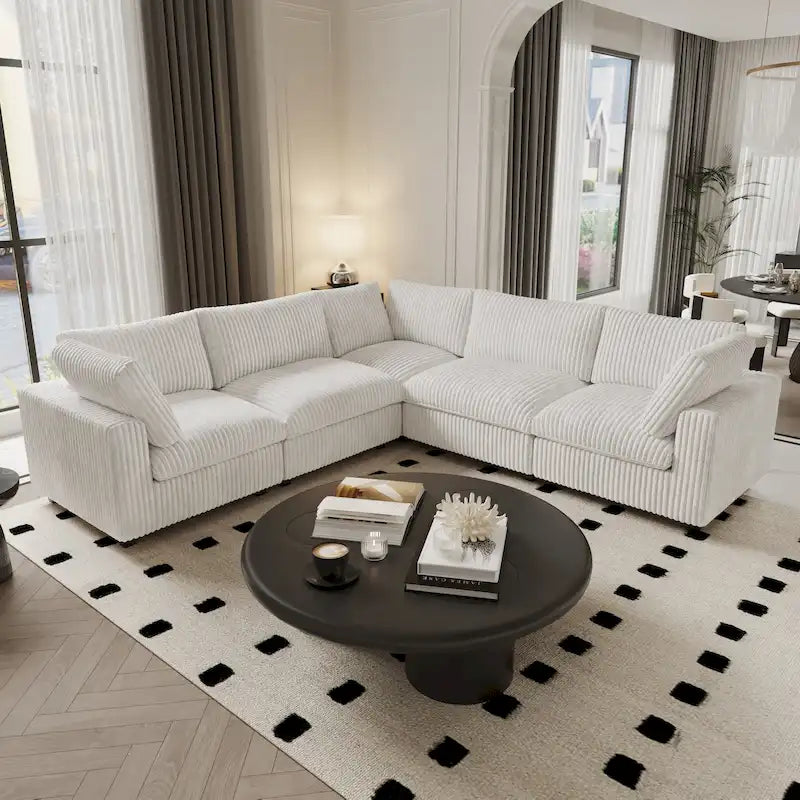 Modular Sectional Sofa with Removable Covers, Supports 400 lbs per Seat, Plush Fabric & Pine Frame