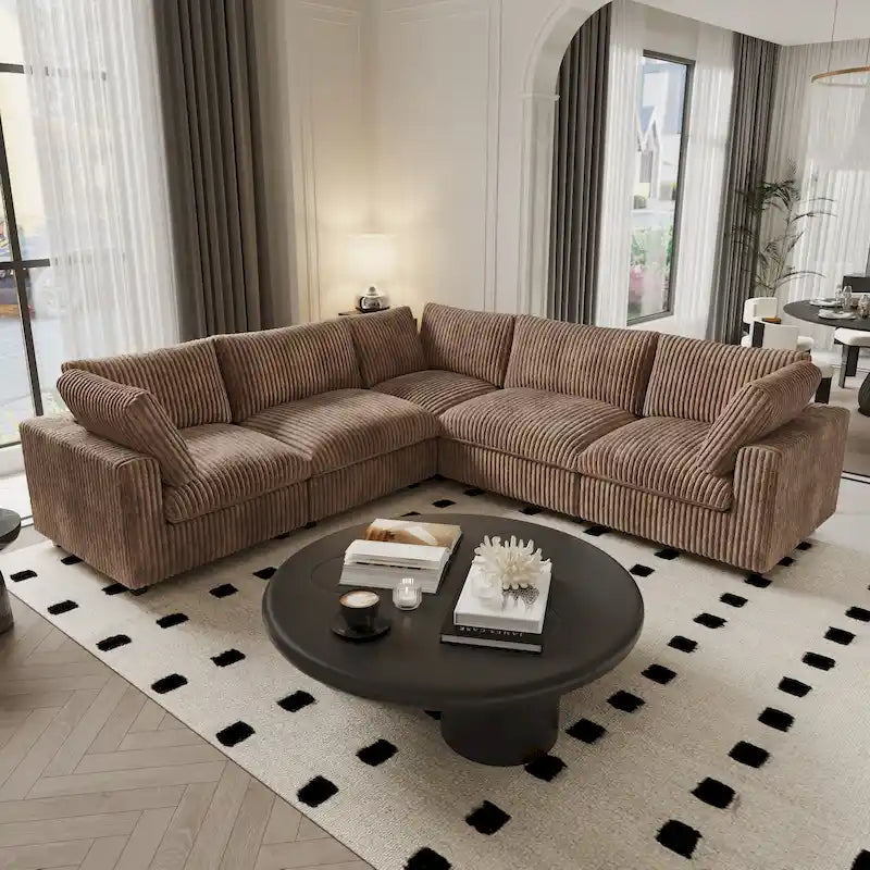 Modular Sectional Sofa with Removable Covers, Supports 400 lbs per Seat, Plush Fabric & Pine Frame