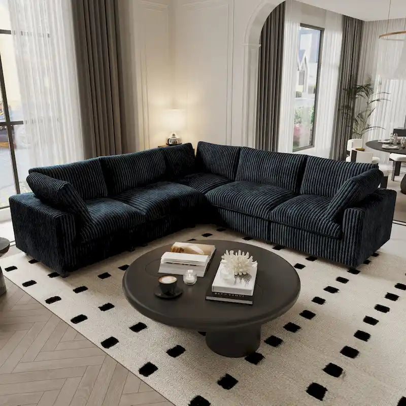 Modular Sectional Sofa with Removable Covers, Supports 400 lbs per Seat, Plush Fabric & Pine Frame