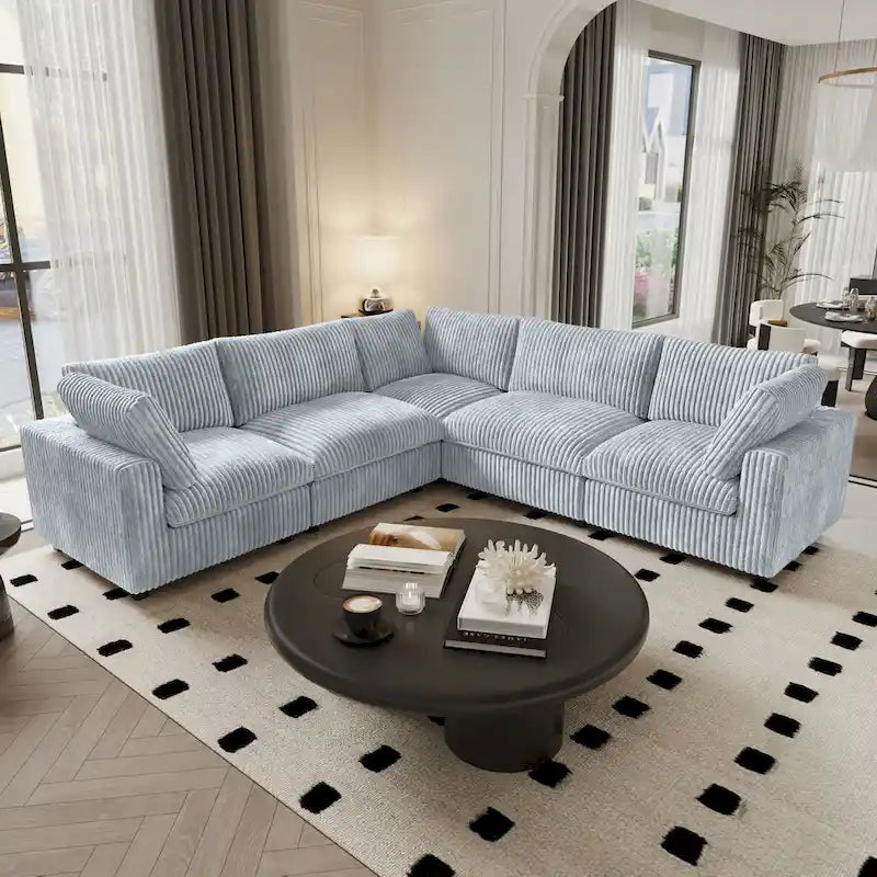 Modular Sectional Sofa with Removable Covers, Supports 400 lbs per Seat, Plush Fabric & Pine Frame
