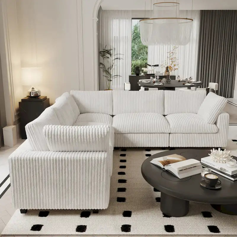 Modular Sectional Sofa with Removable Covers, Supports 400 lbs per Seat, Plush Fabric & Pine Frame