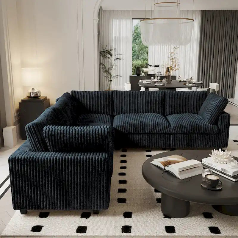 Modular Sectional Sofa with Removable Covers, Supports 400 lbs per Seat, Plush Fabric & Pine Frame