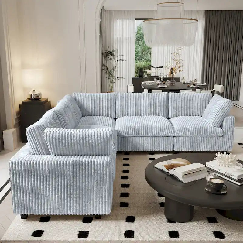 Modular Sectional Sofa with Removable Covers, Supports 400 lbs per Seat, Plush Fabric & Pine Frame