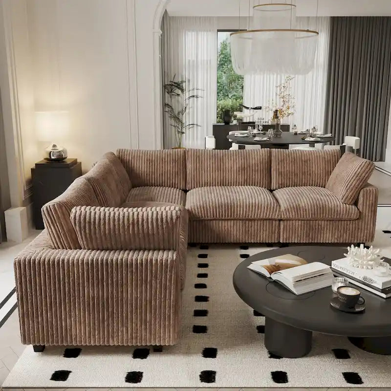 Modular Sectional Sofa with Removable Covers, Supports 400 lbs per Seat, Plush Fabric & Pine Frame