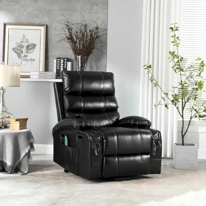 Power Lift Recliner Chair Electric Massage Heat Sofa with Wide Seat, Side Pockets, Cup Holders and Timer for Seniors