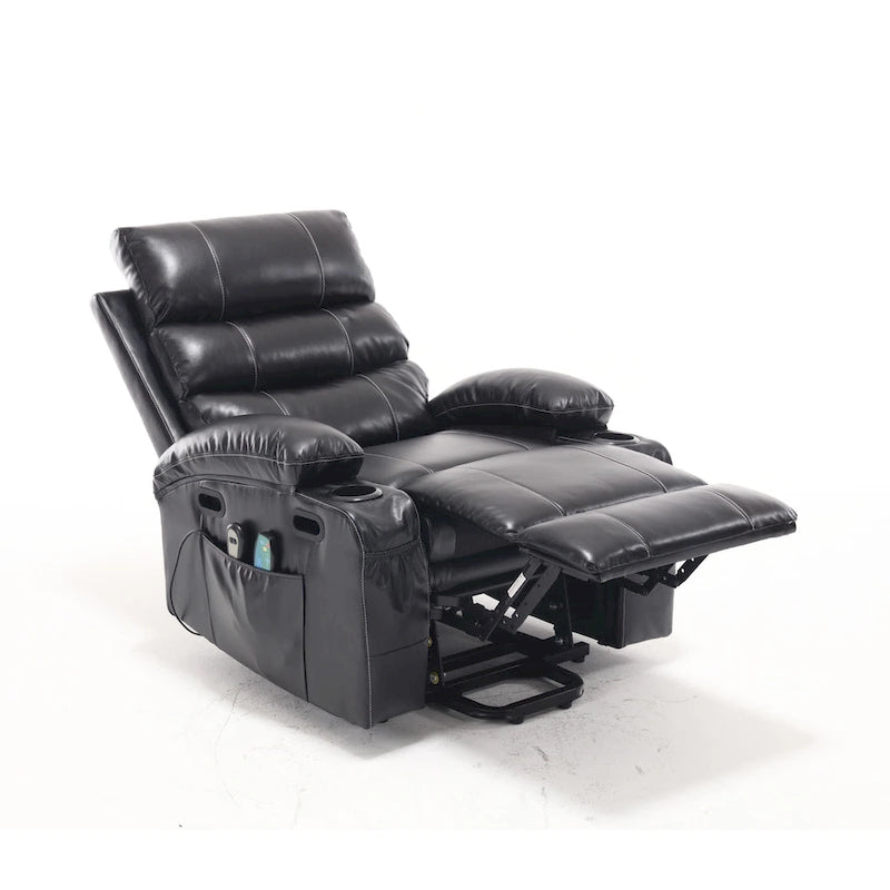 Power Lift Recliner Chair Electric Massage Heat Sofa with Wide Seat, Side Pockets, Cup Holders and Timer for Seniors