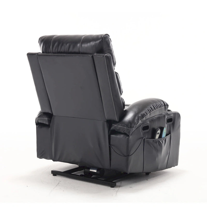 Power Lift Recliner Chair Electric Massage Heat Sofa with Wide Seat, Side Pockets, Cup Holders and Timer for Seniors