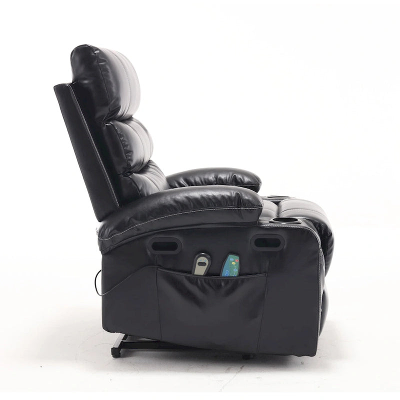 Power Lift Recliner Chair Electric Massage Heat Sofa with Wide Seat, Side Pockets, Cup Holders and Timer for Seniors