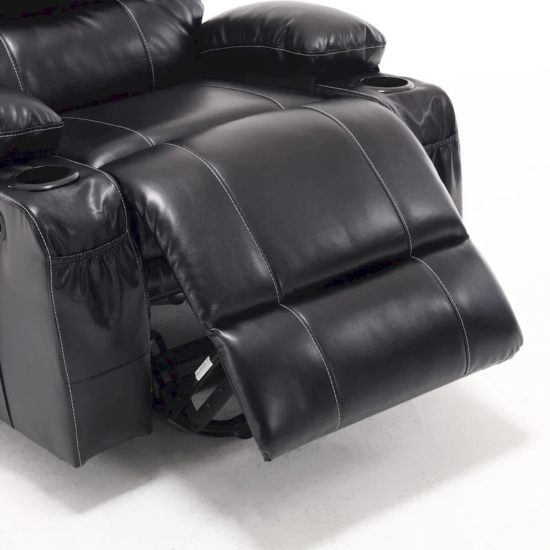 Power Lift Recliner Chair Electric Massage Heat Sofa with Wide Seat, Side Pockets, Cup Holders and Timer for Seniors