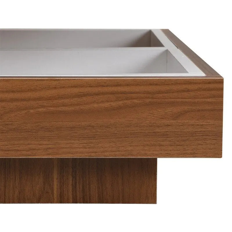 Multi-Functional Rotating Coffee Table, 3 Removable Trays, 220 lb Weight Capacity, MDF & Veneer
