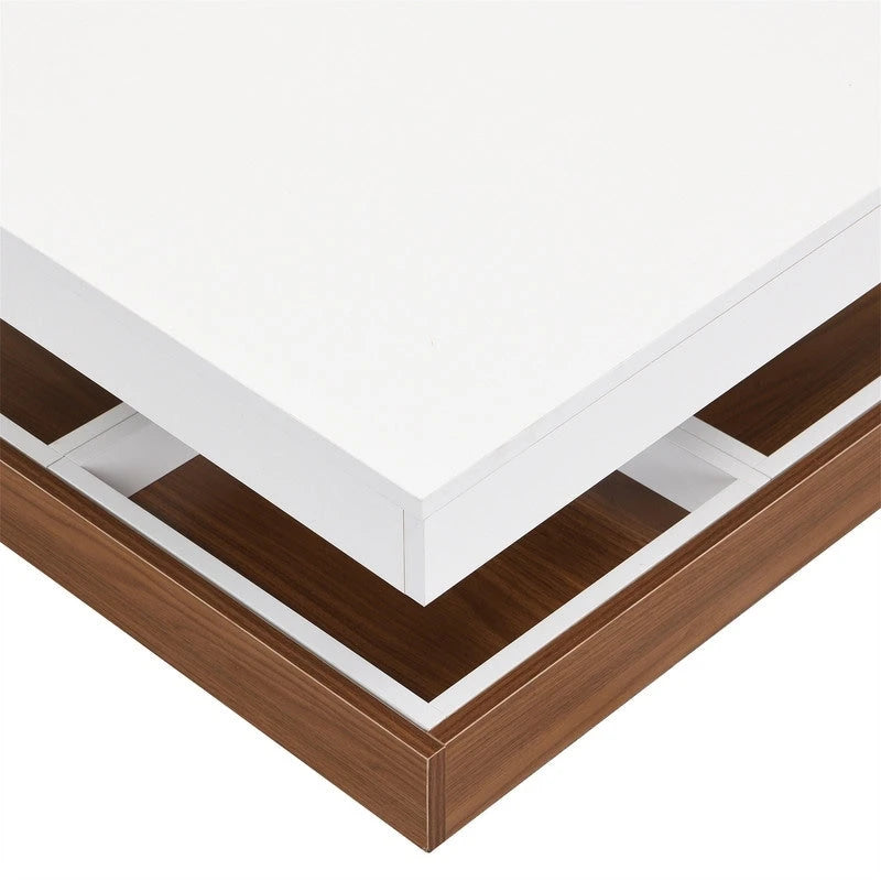 Multi-Functional Rotating Coffee Table, 3 Removable Trays, 220 lb Weight Capacity, MDF & Veneer