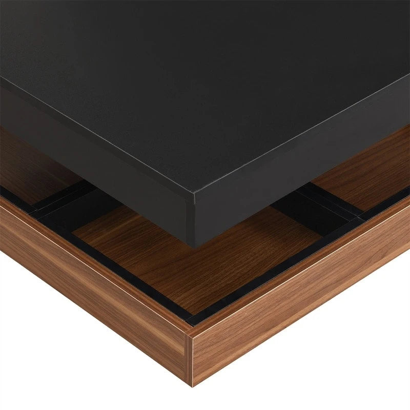 Multi-Functional Rotating Coffee Table, 3 Removable Trays, 220 lb Weight Capacity, MDF & Veneer