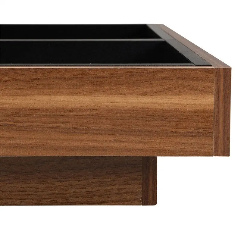Multi-Functional Rotating Coffee Table, 3 Removable Trays, 220 lb Weight Capacity, MDF & Veneer