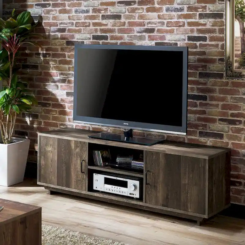 Vell Rustic Oak 63-inch Multi-functional Storage TV Console by Furniture of America