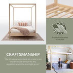 American Furniture Classics Model FULL CANOPY Full Size Canopy Bed with Raised Platform