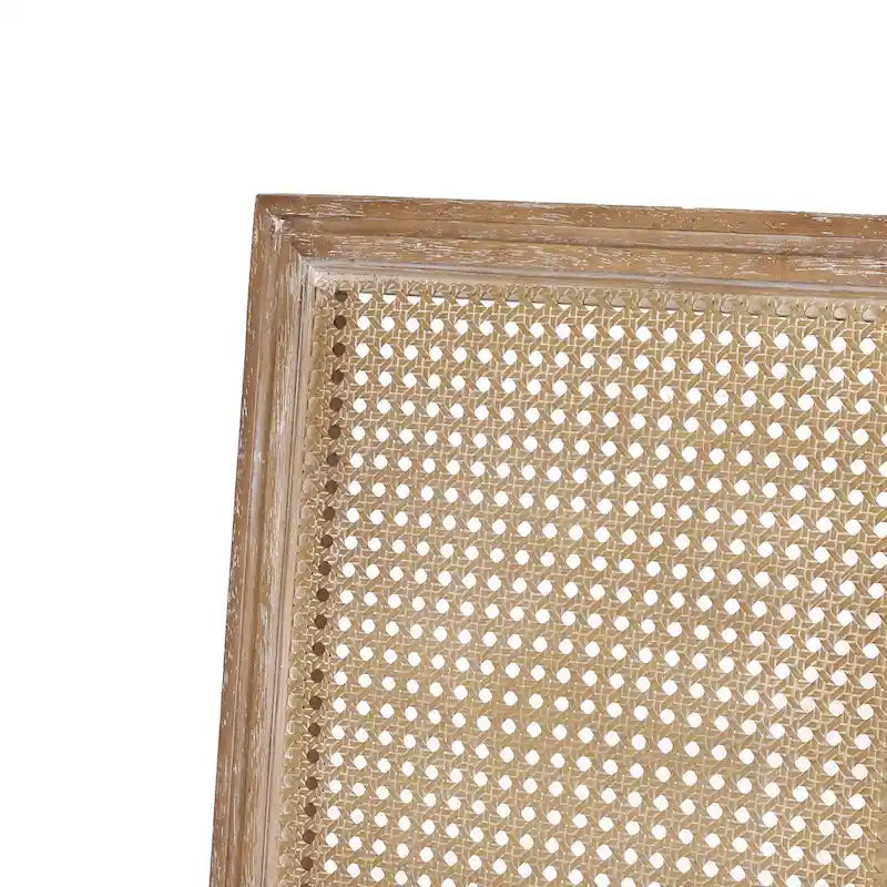 French country style wooden dining chairs with woven rattan seats and cushions (set of 6)