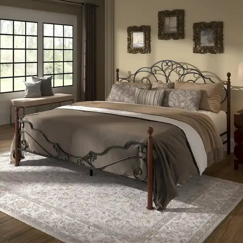 Cesky Graceful Scroll Bronze Metal Bed