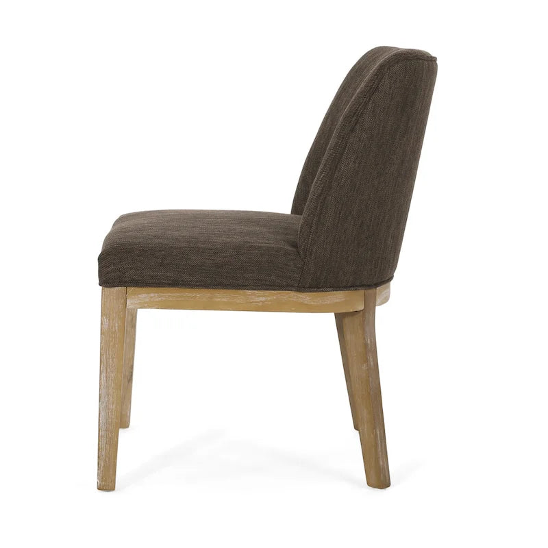 Fabric Upholstered Dining Chairs with Rubberwood Legs, Set of 2