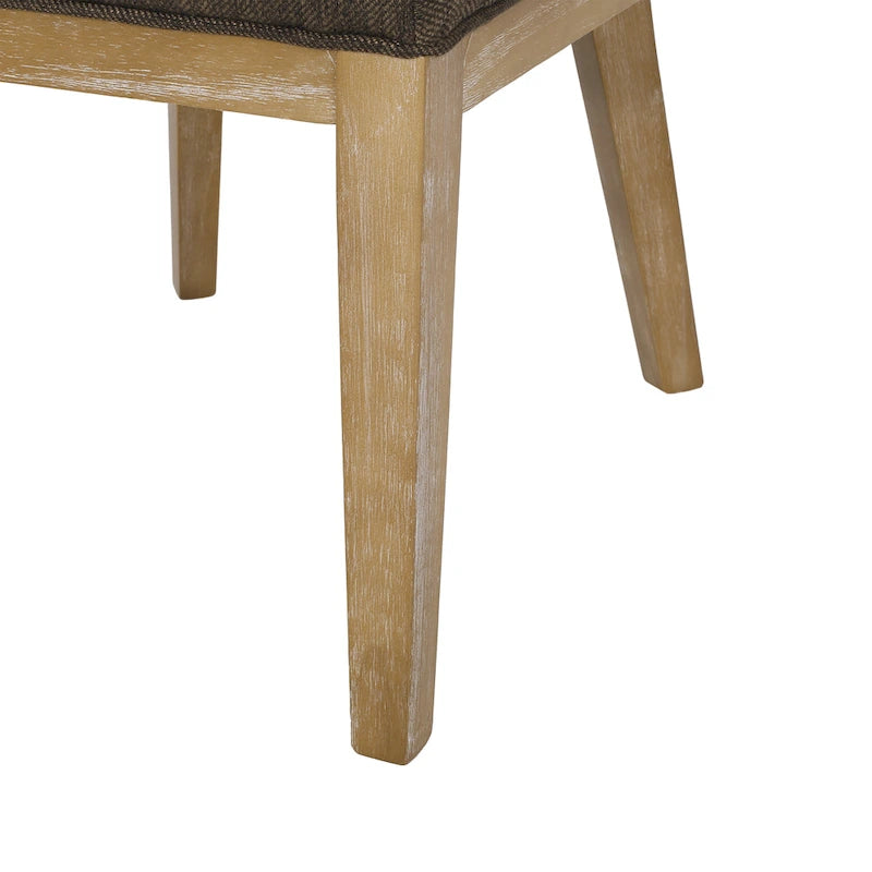 Fabric Upholstered Dining Chairs with Rubberwood Legs, Set of 2
