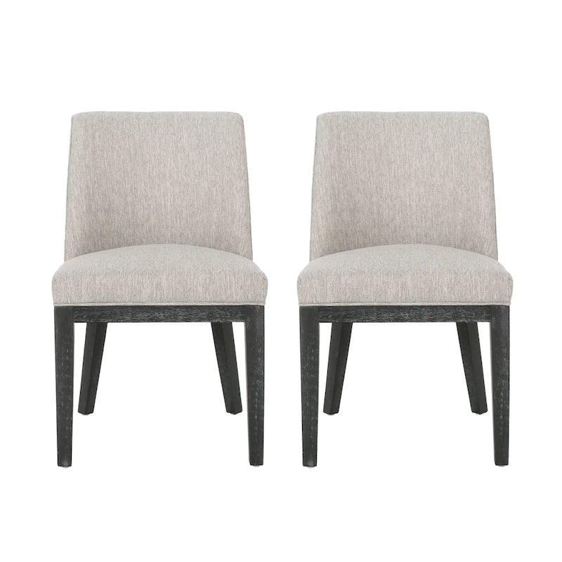 Fabric Upholstered Dining Chairs with Rubberwood Legs, Set of 2