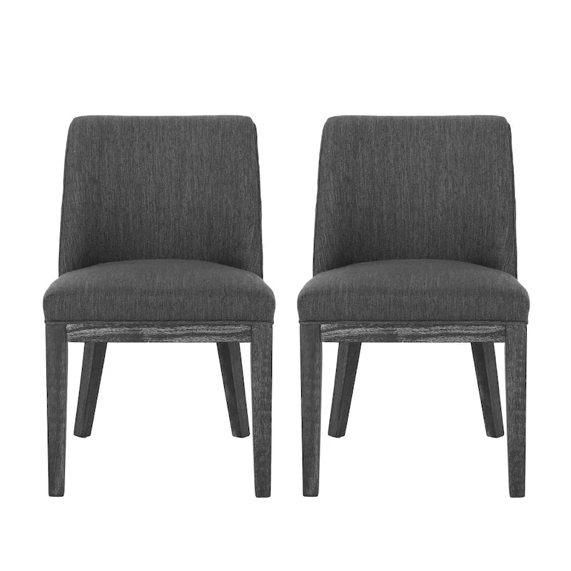 Fabric Upholstered Dining Chairs with Rubberwood Legs, Set of 2
