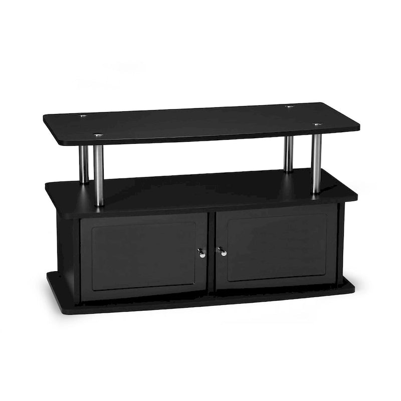 35.5" TV Stand for TVs up to 40", 2 Storage Cabinets & Open Shelves, Modern Design with Steel Legs