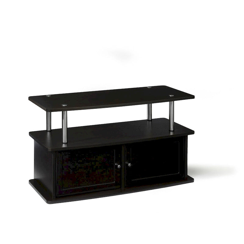 35.5" TV Stand for TVs up to 40", 2 Storage Cabinets & Open Shelves, Modern Design with Steel Legs