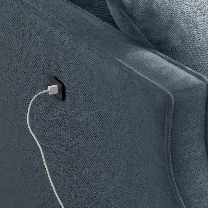 Mid-Century Modern Loveseat Sofa with USB Charging Ports, High-Density Foam & Pine Wood Frame